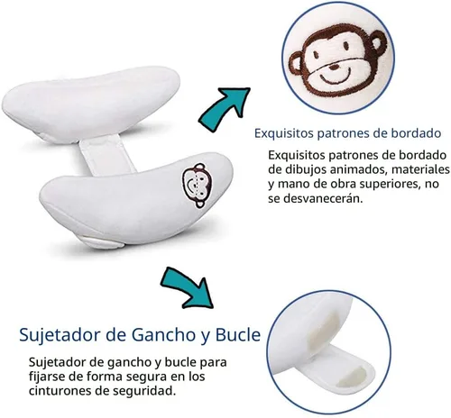 Vista 7 de Almohada de viaje ajustable para bebés, soporte de cabeza portátil