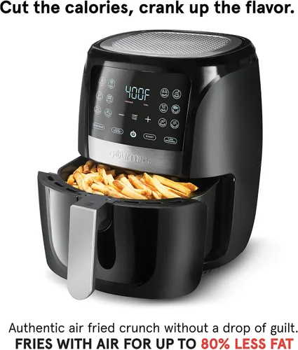 Vista 5 de Gourmia Horno Freidora de Aire con Pantalla Digital de 5 Cuartos, Freidora de Aire Grande, 12 Ajustes Preestablecidos de Cocción Táctiles, Cesta
