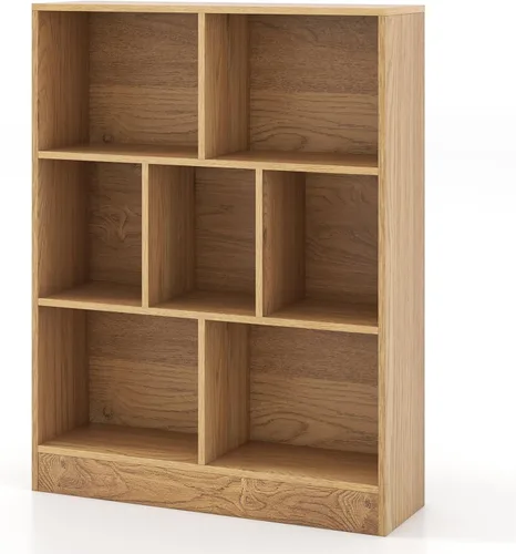 Vista 9 de Costzon 7-Cube Bookshelf for Kids, Wooden Toy Storage Organizer w/ 2 Anti-Toppling Kits, 3 Tier Open Shelves & Non-Slip Foot Pads, Montessori Toy