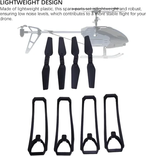 Vista 6 de Bewinner Kit de piezas de repuesto para drones E88 / E99 / K3 / E100 4 hélices y 4 cubiertas protectoras, plástico ligero, compatibilidad