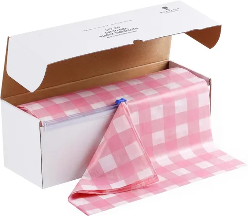 Vista 7 de Goodluck Manteles de Plástico de 54 Pulgadas X 300 Pies con Caja Cortadora, Rollo de Cubierta de Mesa Desechable Negro, Mantel de Plástico