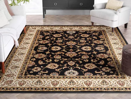 Vista 23 de Well Woven Barclay Collection Sarouk - Alfombra negra de 4 x 5 pies, para entradas, dormitorios pequeños, salas de estar Negro