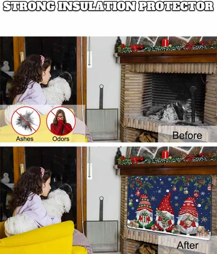 Vista 43 de Cubierta magnética azul para chimenea, detiene la pérdida de calor, pantalla de chimenea para interiores, bolas de gnomos de Navidad, árbol de copo