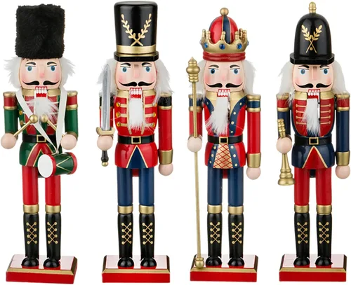 Vista 8 de Adorno de cascanueces de madera O-Toys, decoración navideña, figuras, juguetes de marionetas, regalos de navidad, decoración del hogar