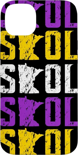 Vista 15 de Funda para iPhone 13 Pro Max SKOL envejecido vikingo vintage morado y amarillo sobre negro