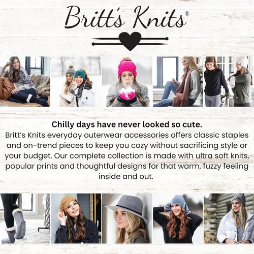 Vista 6 de Britt's Knits Gorro de punto cálido para mujer, con forro de felpa, pompón para clima frío