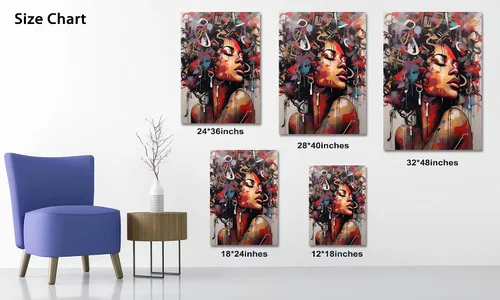 Vista 30 de Arte de pared afroamericano, decoración de rey y reina bailarín negro para sala de estar, arte de pareja de amor negro para dormitorio, lienzo