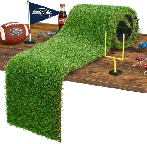 Vista 8 de GLOBREEN - Manteles individuales de césped artificial para decoración de fiesta de fútbol, golf, césped sintético, centro de mesa de césped verde
