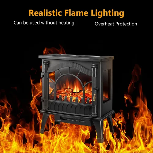 Vista 2 de Xbeauty Chimenea Eléctrica Independiente de Interior de 23'', Estufa Calentador de Chimenea con Efecto de Llama 3D Realista Ajustable, Protección