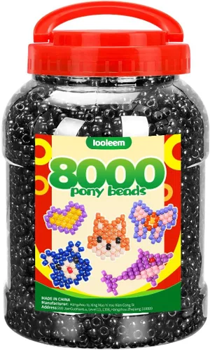 Vista 20 de IOOLEEM Cuentas de pony (2000 piezas, cuentas de pony negras), cuentas para hacer joyas, cuentas para manualidades, suministros para ensartar Negro