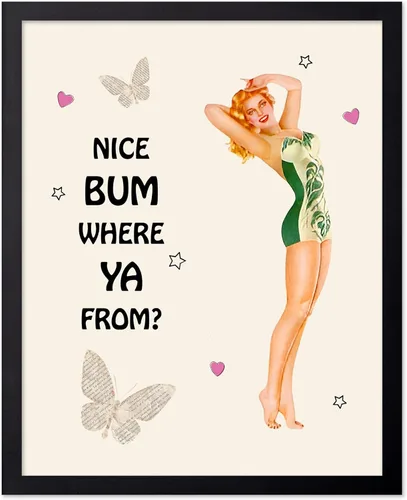 Vista 92 de Poster Master Pin Up Girl Poster - Better Late Than Ugly Print - Butterfly Art - Modern Art - Trendy Art - Gift for Men & Women - Funny Decor for