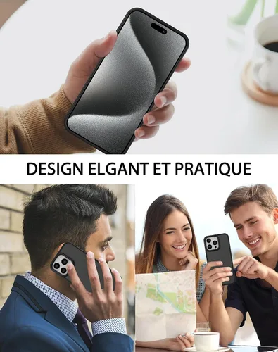 Vista 8 de Foluu Funda delgada para iPhone 15 Pro Max 2023-2X protector de pantalla de vidrio templado y 2 protectores de lente de cámara, parte trasera