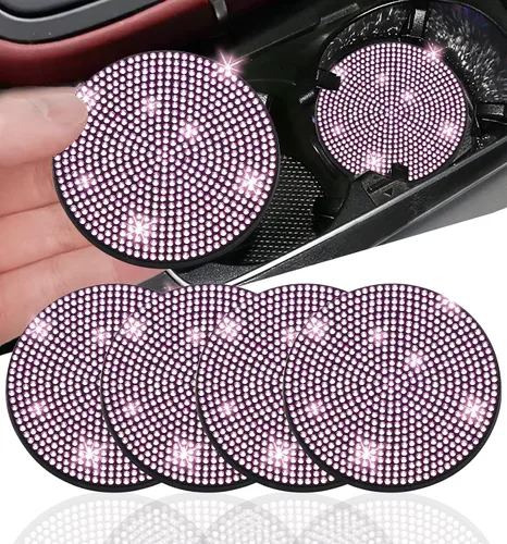 Vista 19 de NBTEPEM 2 posavasos de auto con diamantes de imitación, 2.75 pulgadas, antideslizantes, a prueba de golpes, universal, a la moda, para auto