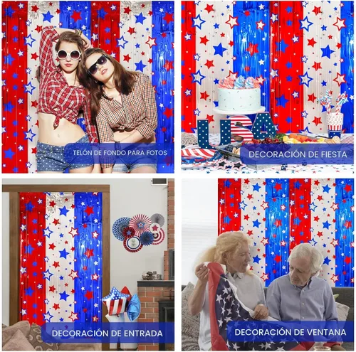 Vista 8 de LOLStar Decoraciones del 4 de julio, paquete de 3 decoraciones de fondo