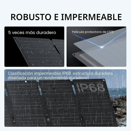 Vista 4 de EF ECOFLOW Panel solar portátil de 45 W con Type-C, 25% de eficiencia de conversión, célula solar tipo N para estaciones de energía, IP68