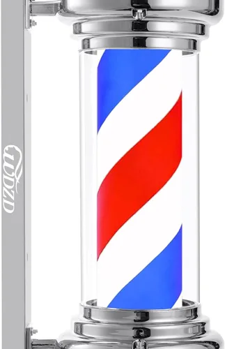 Vista 4 de Luz de poste de barbero de plata de 27