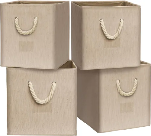 Vista 9 de Simple Houseware Cubo de almacenamiento de 13 pulgadas con asas trenzadas Beige
