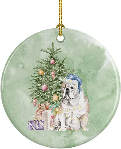 Vista 37 de Caroline's Treasures Bulldog, Bulldog inglés #2 y árbol de cerámica adorno colgante para árbol de Navidad, decoración colgante para el hogar