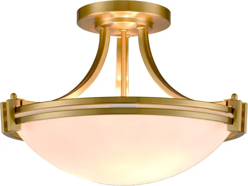 Vista 8 de SAMTEEN Lámpara de techo semiempotrada de níquel cepillado moderna de 3 luces de vidrio blanco para pasillo, lámpara de techo para dormitorio, sala