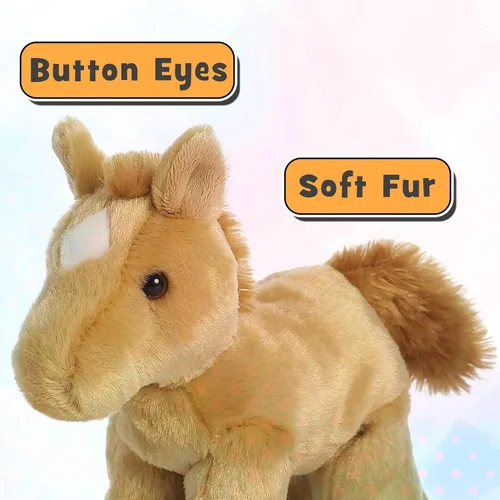 Vista 2 de Aurora Paint - Caballo de peluche y prancer Red Roan Horse Mini Flopsie de 8 pulgadas