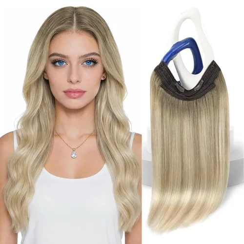 Vista 27 de Sunny - Extensiones de cabello humano real, con cable/hilo y clips ajustables, aplicación invisible, 2.82 onzas, 12 pulgadas, color rubio cenizo