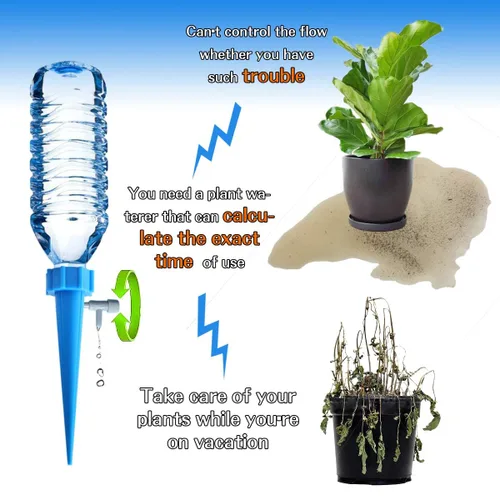 Vista 4 de Paquete de 24 picos de riego automático para plantas, dispositivos de riego automático para plantas, sistema de agua con válvula de control