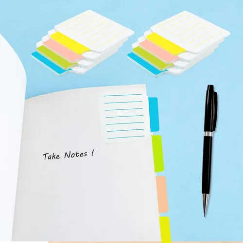 Vista 6 de AAAA 4A 2 blocs divisores de notas adhesivas pestañas de 2 2/3 x 2 7/8 pulgadas, blanco, notas adhesivas forradas con líneas para cuadernos, libros