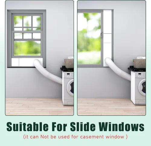 Vista 8 de Flehomo Kit de ventana de ventilación de secadora, incluye cubierta de ventilación de secadora con solapas móviles, kit de ventilación de secadora