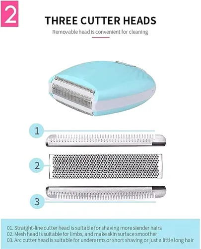 Vista 5 de Maquinillas de afeitar eléctricas para mujer, para axilas, cara, piernas, brazos y bikini, recortadora de bikini recargable e impermeable