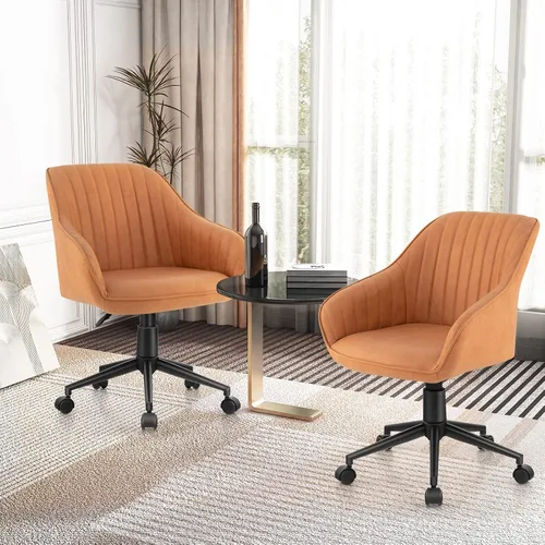 Vista 8 de POWERSTONE Silla moderna de escritorio para oficina en casa, silla de computadora de mediados de siglo, silla giratoria ajustable para dormitorio