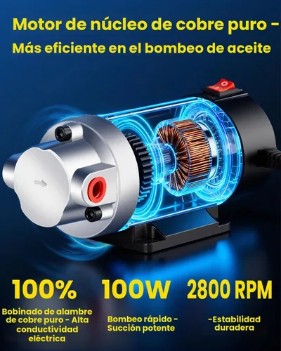Vista 2 de Bomba eléctrica de cambio de aceite de 12 V 100 W, extractor de fluidos multiusos y bomba de transferencia para aceite de motor, líquido