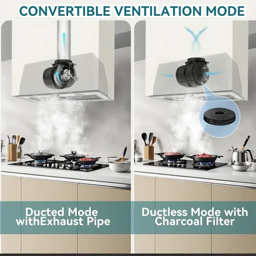 Vista 7 de Campana extractora integrada/de inserción de 700 CFM de 30 pulgadas - Campana de ventilación de cocina convertible con conductos/sin conductos con 3