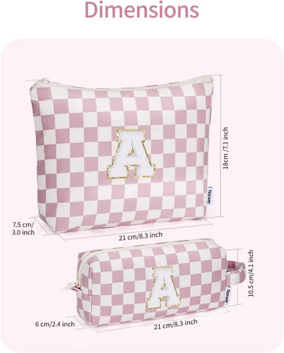 Vista 2 de Narwey Bolsa de maquillaje con inicial, regalos de graduación para adolescentes, niñas, niños y adolescentes, monograma personalizado, bonita bolsa