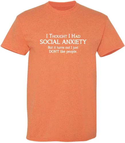 Vista 17 de Camiseta divertida con texto sarcástico en inglés: "Social Anxiety Like People Graphic Novelty" Negro