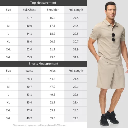 Vista 6 de MoFiz Conjunto de camiseta polo y pantalones cortos para hombre, trajes de verano, ligeros, casuales, de manga corta, traje de polo para hombre, 2