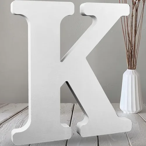 Vista 20 de AOCEAN Letras de madera grandes blancas de 12 pulgadas, letras de madera sin terminar para decoración de pared, letras decorativas de pie