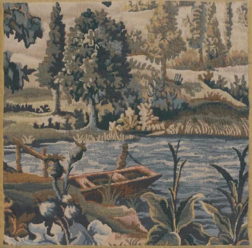 Vista 2 de C Charlotte Home Furnishings Inc Paysage Flamand Bateau - Funda de almohada cuadrada de 17 x 17 pulgadas, funda de cojín decorativa bohemia