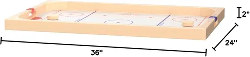 Vista 8 de GoSports Hockey Ice Pucky - Juego de hockey de mesa de madera para niños y adultos - Incluye 1 tablero de juego, 2 palos de hockey y 3 discos