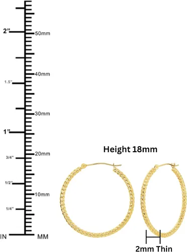 Vista 4 de Pendientes de aro redondos texturizados en espiral de oro amarillo de 14 quilates, 0.079 in de grosor