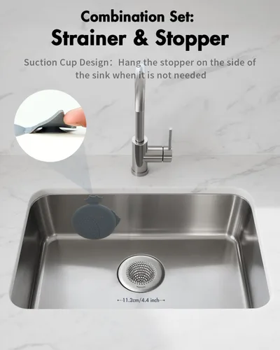 Vista 3 de Wokdada Revolucionario colador de drenaje para fregadero de cocina y tapón de fregadero/malla de cadena reversible patentada, limpieza sin esfuerzo