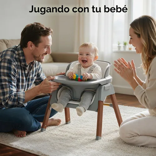 Vista 6 de Fodoss Silla alta convertible para bebé con bandeja desmontable, silla alta plegable para comer con cojín grueso, silla para Comer de Bebe Gris
