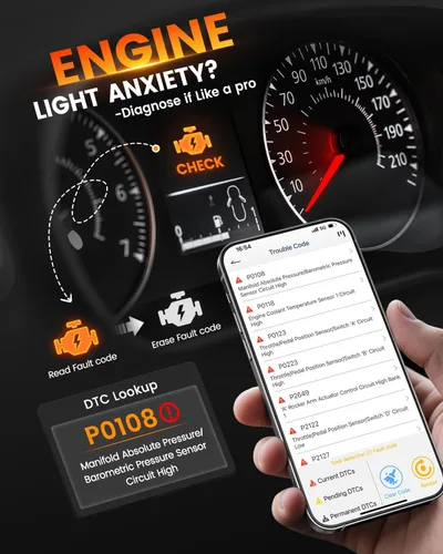 Vista 8 de ANCEL BD330 OBD2 Escáner Bluetooth (Actualizado BD310 para BMW) Herramienta de diagnóstico de sistema completo con registro de batería, función
