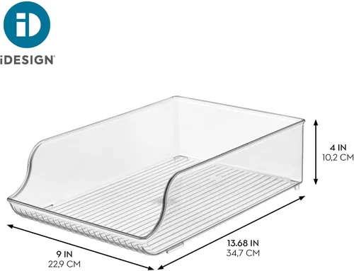 Vista 4 de Organizador de botellas de agua iDesign para refrigerador o despensa - Transparente - Fabricado en EE. UU Para nevera o despensa, transparente