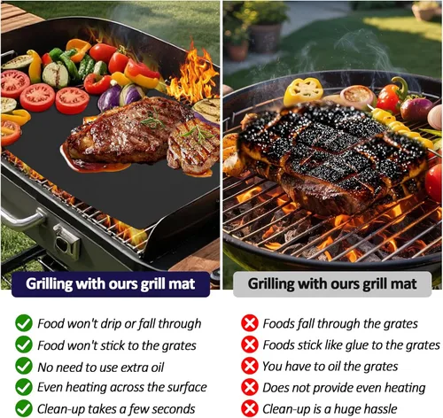 Vista 2 de UBeesize Rollo de Alfombrillas para Parrilla de 13 x 90 Pulgadas para Parrilla al Aire Libre - Tapete de Parrilla BBQ Antiadherente de Servicio