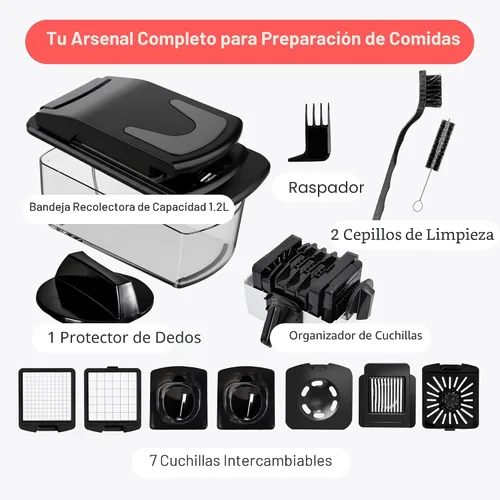 Vista 8 de Fullstar The Original Pro Chopper - Picador de verduras y espiralizador, picador de alimentos con recipiente, rebanador de frutas, utensilios