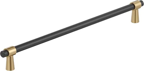 Vista 40 de Amerock BP37385FBG10 Mango de gabinete negro mate/níquel satinado Mango de gabinete de 3 pulgadas (76 mm) de centro a centro Mergence