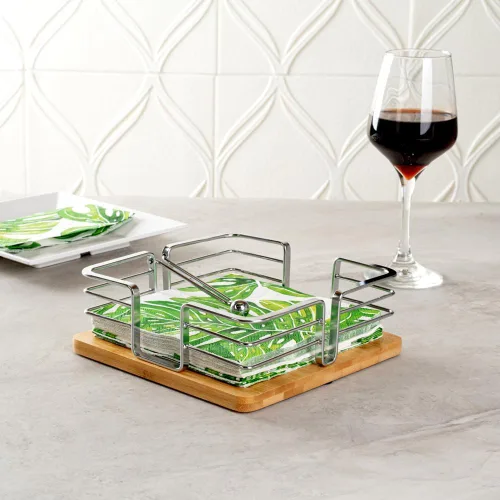 Vista 6 de Restaurantware -Nature Tek - Servilletero rústico de 7.7 x 7.7 x 2.3 pulgadas, 1 servilletero plano para exteriores, brazo pesado, para servilletas