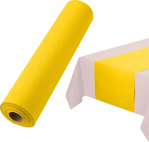 Vista 18 de Camino de mesa desechable para mesa de comedor, 16 pulgadas, paquete de 20 caminos de mesa de papel rosa similar al lino para fiestas, bodas