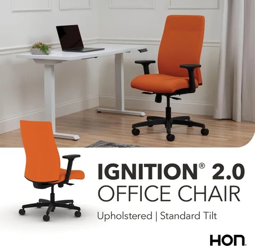 Vista 6 de HON Ignition 2.0 - Silla de oficina de tela, tapizada, brazos ajustables, silla de oficina ergonómica ejecutiva reclinable, con inclinación