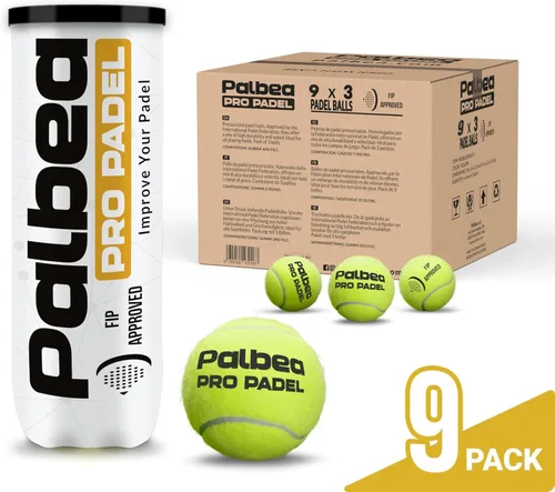 Vista 2 de Palbea PRO Padel Balls. 6/12/24 Tubes of 3 Padel Tennis Balls FIP Approved. Paddle Balls Made of HV Felt for Training and Tournament. Suitable for
